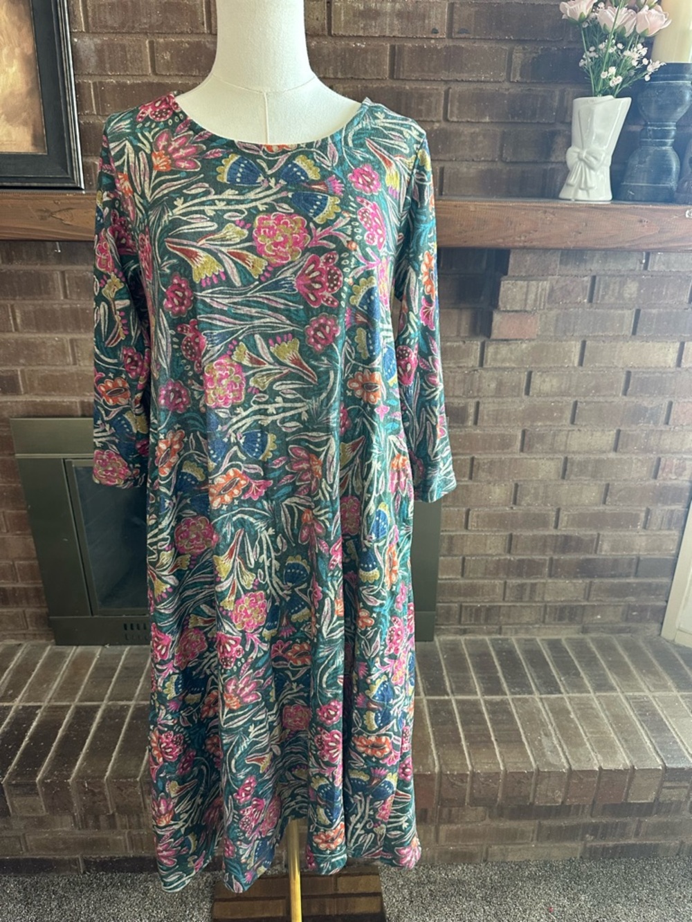 Natural Life Lucia Boho Floral Knit Dress | Vibrant Cottagecore | Small